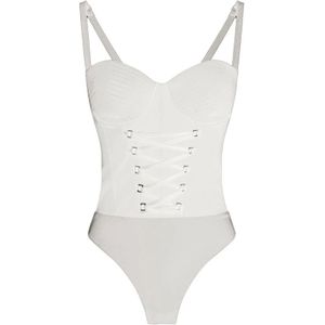 Elisabetta Franchi, Dames, Tops, Wit, Maat: 2XL Satijn,