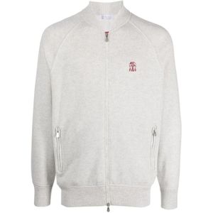 Brunello Cucinelli, Heren, Sweatshirts & Hoodies, Grijs, Maat: 3XL