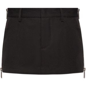 Dsquared2 Rok met decoratieve ritsen , Black , Dames , Maat: 3XS