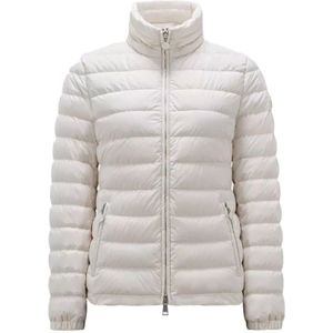 Moncler Korte donsjas met hoge kraag , White , Dames , Maat: M