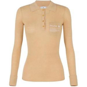 Elisabetta Franchi, Dames, Truien, Beige, Maat: XS Wol,