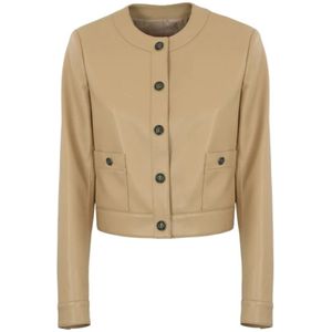 Twinset, Dames, Jassen, Beige, Maat: XS Leer,