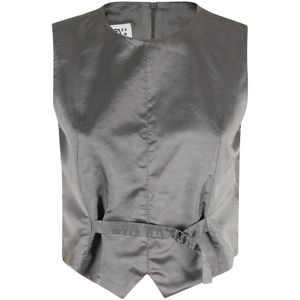 MM6 Maison Margiela, Dames, Tops, Grijs, Maat: 2XS Satijn,