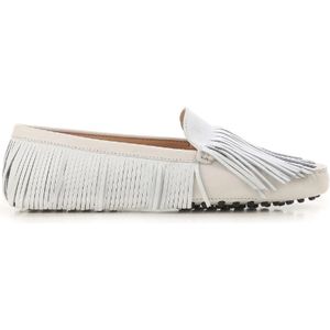 Tod's Witte Suède Rijmocassins voor Dames , White , Dames , Maat: 37 EU