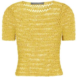 Alberta Ferretti, Dames, Truien, Geel, Maat: XS Linnen,
