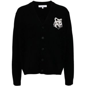 Maison Kitsuné, Heren, Truien, Zwart, Maat: XL Wol,