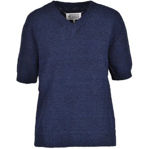 Maison Margiela, Dames, Truien, Blauw, Maat: M Katoen,