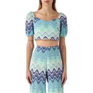 MC2 Saint Barth, Dames, Blouses & Shirts, Blauw, Maat: XS Katoen,