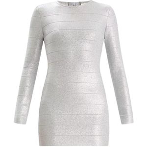Herve Leger, Dames, Jurken, Grijs, Maat: M