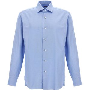 Barba, Heren, Overhemden, Blauw, Maat: S Katoen,