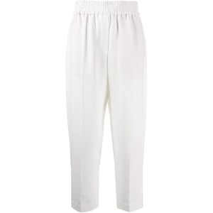 Brunello Cucinelli, Dames, Broeken, Wit, Maat: XS Linnen,