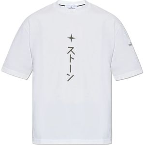 Stone Island, Heren, Tops, Wit, Maat: L Katoen,