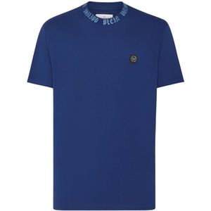 Philipp Plein, Heren, Tops, Blauw, Maat: XS Katoen,