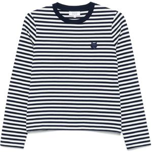 Maison Kitsuné - Classic - T-shirt - Marineblauw - 100% Katoen, Geborduurde Vossenpatch