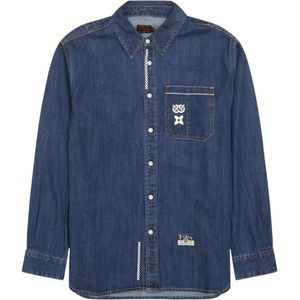 Evisu, Heren, Overhemden, Blauw, Maat: S Denim,