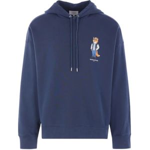 Maison Kitsuné, Heren, Sweatshirts & Hoodies, Blauw, Maat: S Katoen,