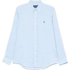Polo Ralph Lauren, Heren, Overhemden, Blauw, Maat: L Linnen,