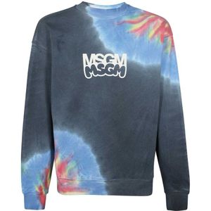 Msgm, Heren, Sweatshirts & Hoodies, Blauw, Maat: XL Katoen,