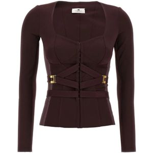 Elisabetta Franchi, Dames, Tops, Bruin, Maat: S