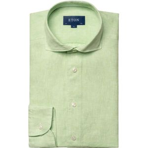 Eton, Heren, Overhemden, Groen, Maat: 6XL Linnen,
