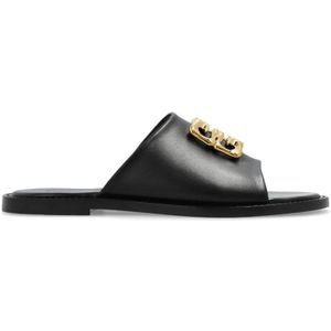 Givenchy - 4G Liquid Flat Slippers - Zwart - Leer - Goudkleurige Hardware