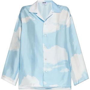 Moschino, Dames, Blouses & Shirts, Blauw, Maat: XS Zijde,