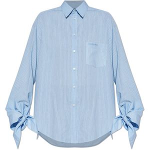 Balenciaga, Dames, Blouses & Shirts, Blauw, Maat: M Viscose,