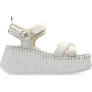 Chloé Nama platform sandalen , Beige , Dames , Maat: 41 EU