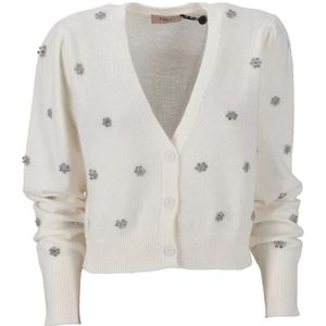 Twinset, Dames, Truien, Wit, Maat: L Polyamide,