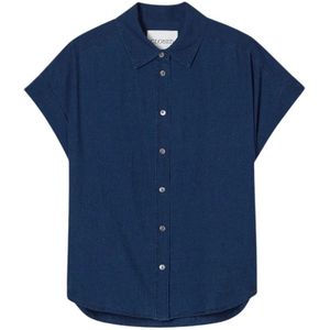 Closed - Blouse - Blauw - 55% Linnen, 45% Katoen