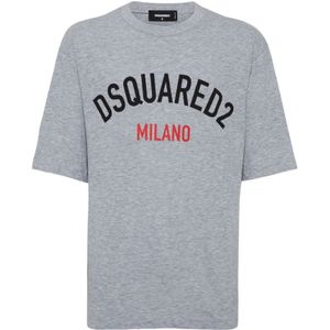 Dsquared2, Heren, Tops, Grijs, Maat: L Katoen,