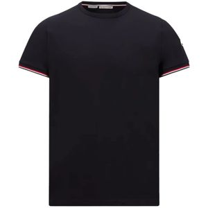 Moncler, Heren, Tops, Blauw, Maat: S Katoen,