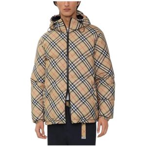 Burberry, Heren, Jassen, Beige, Maat: M Leer,