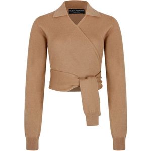Dolce & Gabbana, Dames, Truien, Bruin, Maat: XS Kasjmier,
