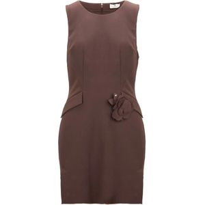 Elisabetta Franchi, Dames, Jurken, Bruin, Maat: XL Poliester,