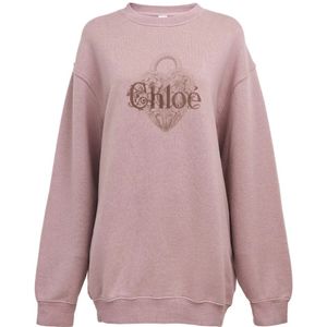 Chloé, Dames, Sweatshirts & Hoodies, Roze, Maat: S Katoen,