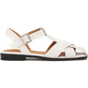 Sandalen - Wit - Graanleer - Met Brede Banden