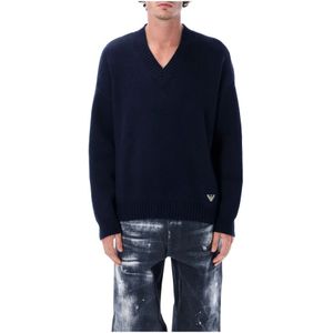 Emporio Armani, Heren, Truien, Blauw, Maat: M Katoen,