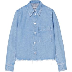Closed, Dames, Blouses & Shirts, Blauw, Maat: L Denim,