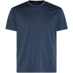 Tom Ford - T-shirt met Ronde Hals - Marineblauw - Katoen
