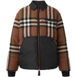 Burberry Exaggerated Check Wollen Jas , Brown , Heren , Maat: M