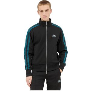 Burberry Gestreepte Track Jacket met Logo Patch , Black , Heren , Maat: S