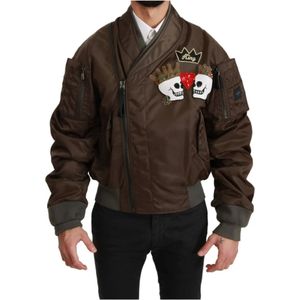 Dolce & Gabbana, Heren, Jassen, Bruin, Maat: L Nylon,