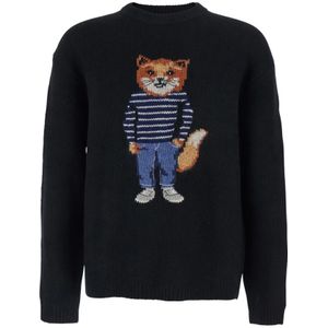 Maison Kitsuné, Heren, Truien, Zwart, Maat: L Wol,