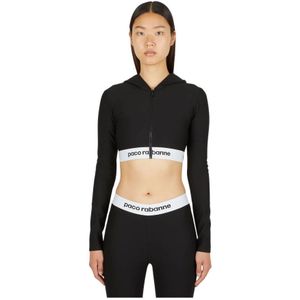 Rabanne, Dames, Sweatshirts & Hoodies, Zwart, Maat: XS Viscose,