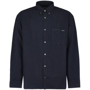 A.p.c., Heren, Overhemden, Blauw, Maat: M Katoen,