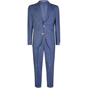 Eleventy, Heren, Pakken, Blauw, Maat: L Linnen,