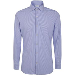 Tintoria Mattei 954, Heren, Overhemden, Blauw, Maat: 3XL Leer,