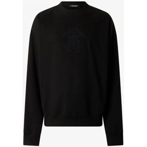 Roberto Cavalli, Heren, Sweatshirts & Hoodies, Zwart, Maat: XL Katoen,