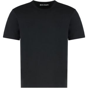 Palm Angels, Heren, Tops, Zwart, Maat: M Katoen,